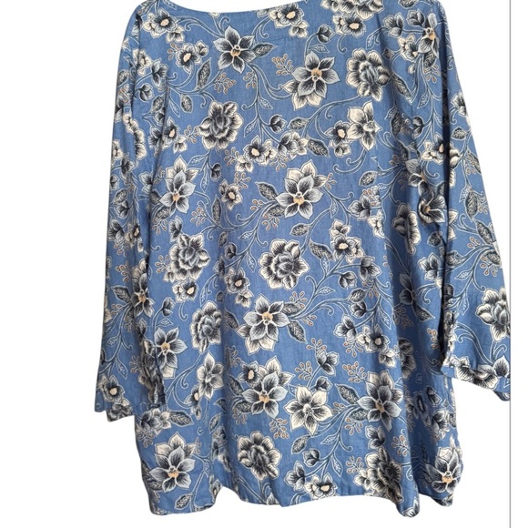 J Jill Blue Floral NWOT  Love Linen Top - Picture 4 of 5
